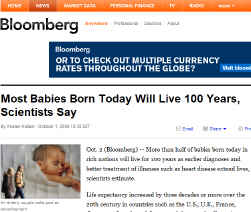 Babies will live 100 years Bloomberg