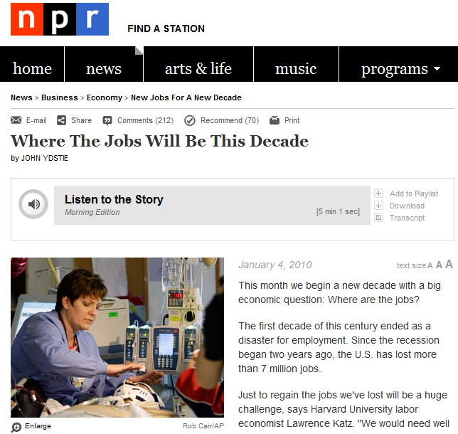 NPR - Where the jobs are
