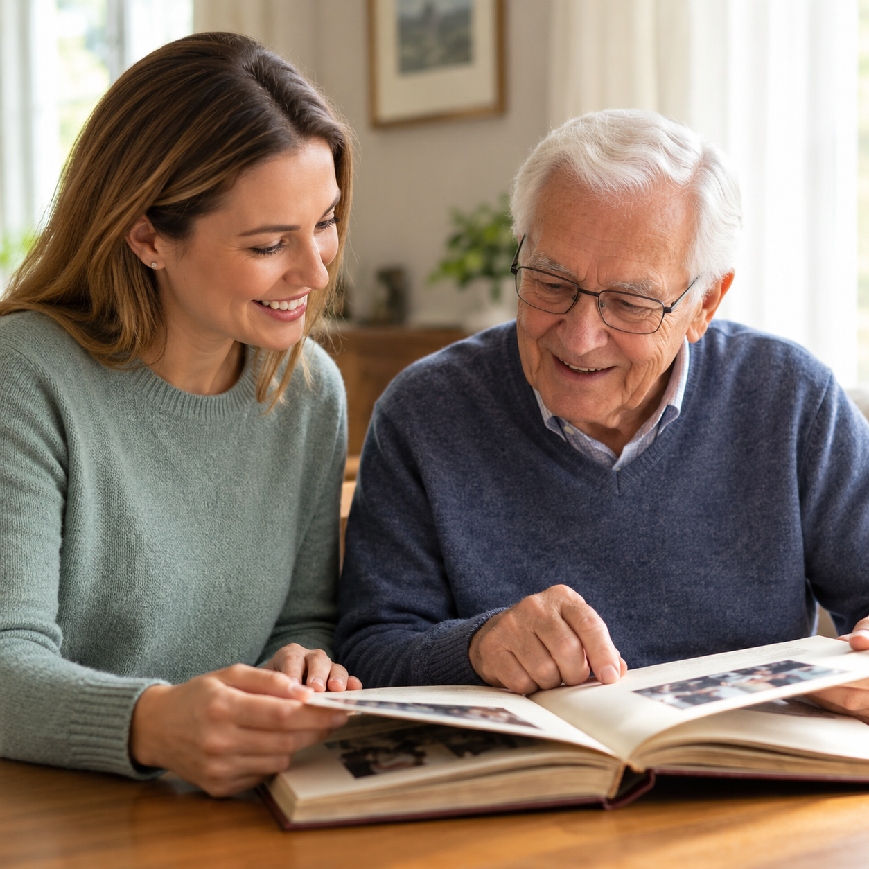 older man and woman hellping