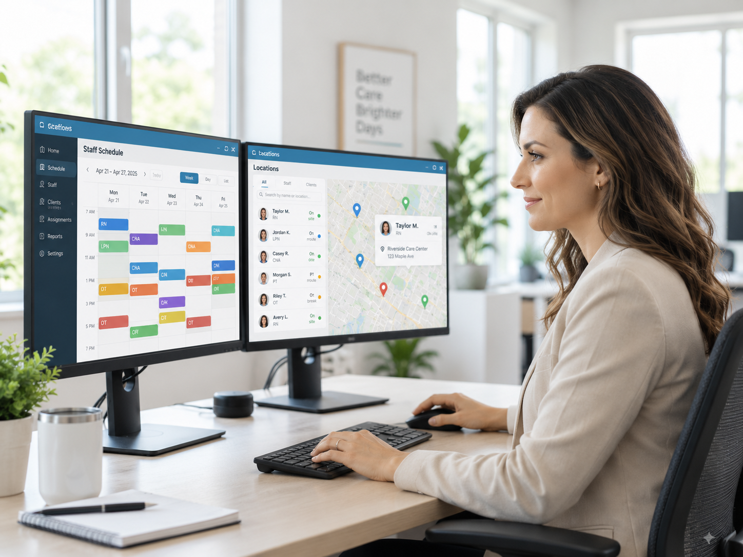 woman working on the schedule