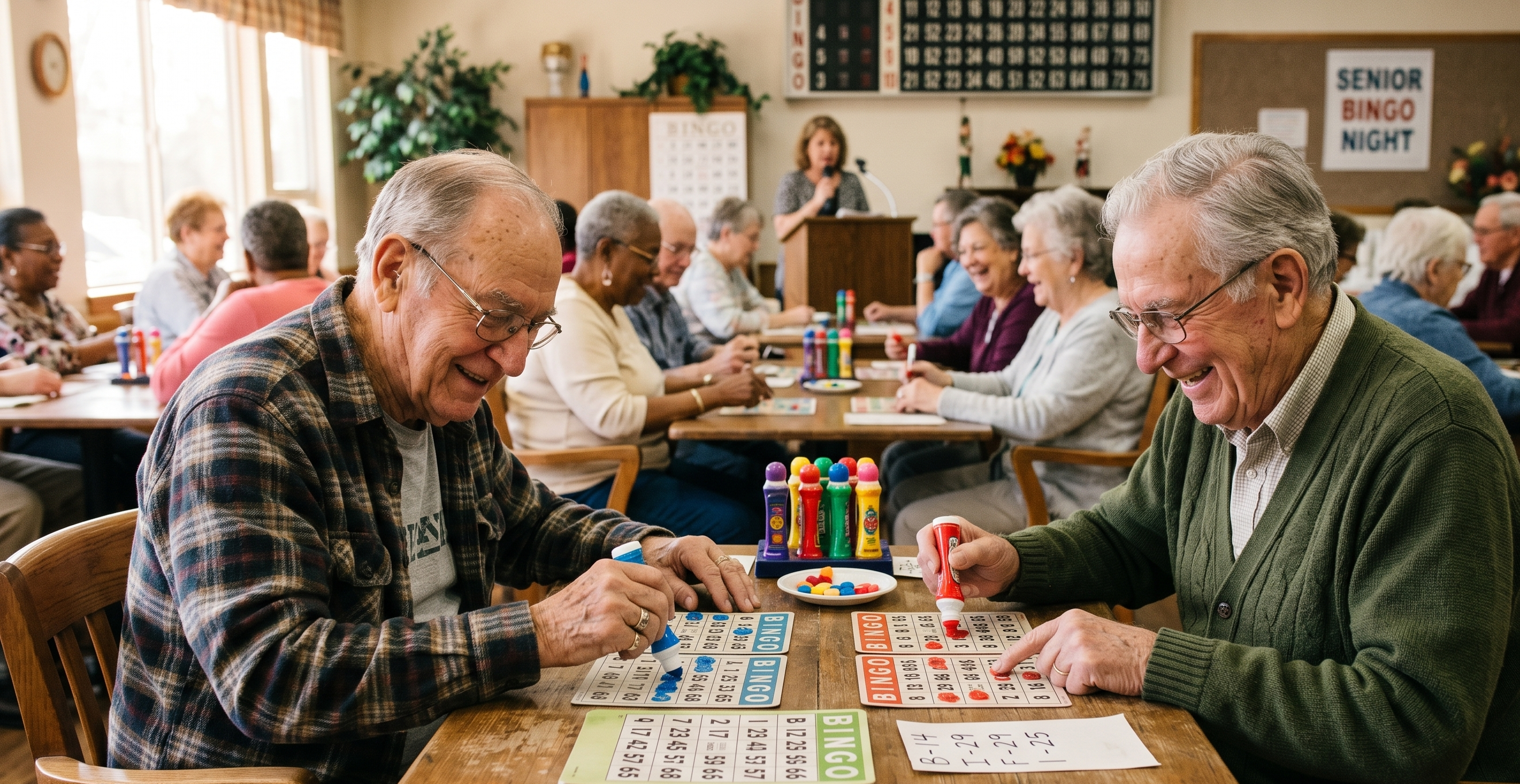 bingo game at an adult day care center