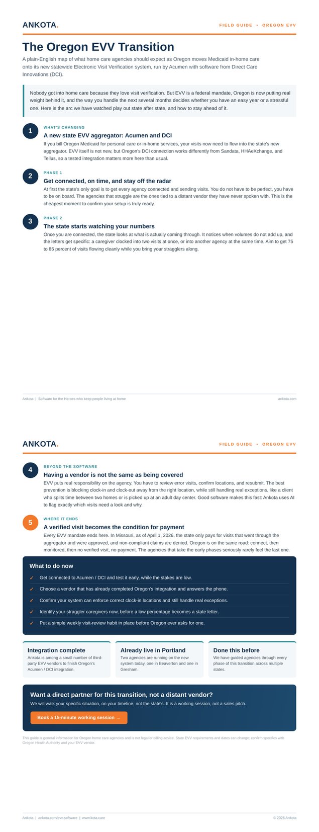 Oregon EVV Transition Guide - a phase-by-phase field guide for home care agencies